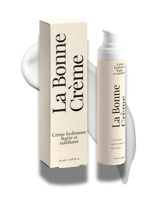 Crème hydratante légère et matifiante La Bonne Crème, soin visage idéal pour une peau fraîche et équilibrée.